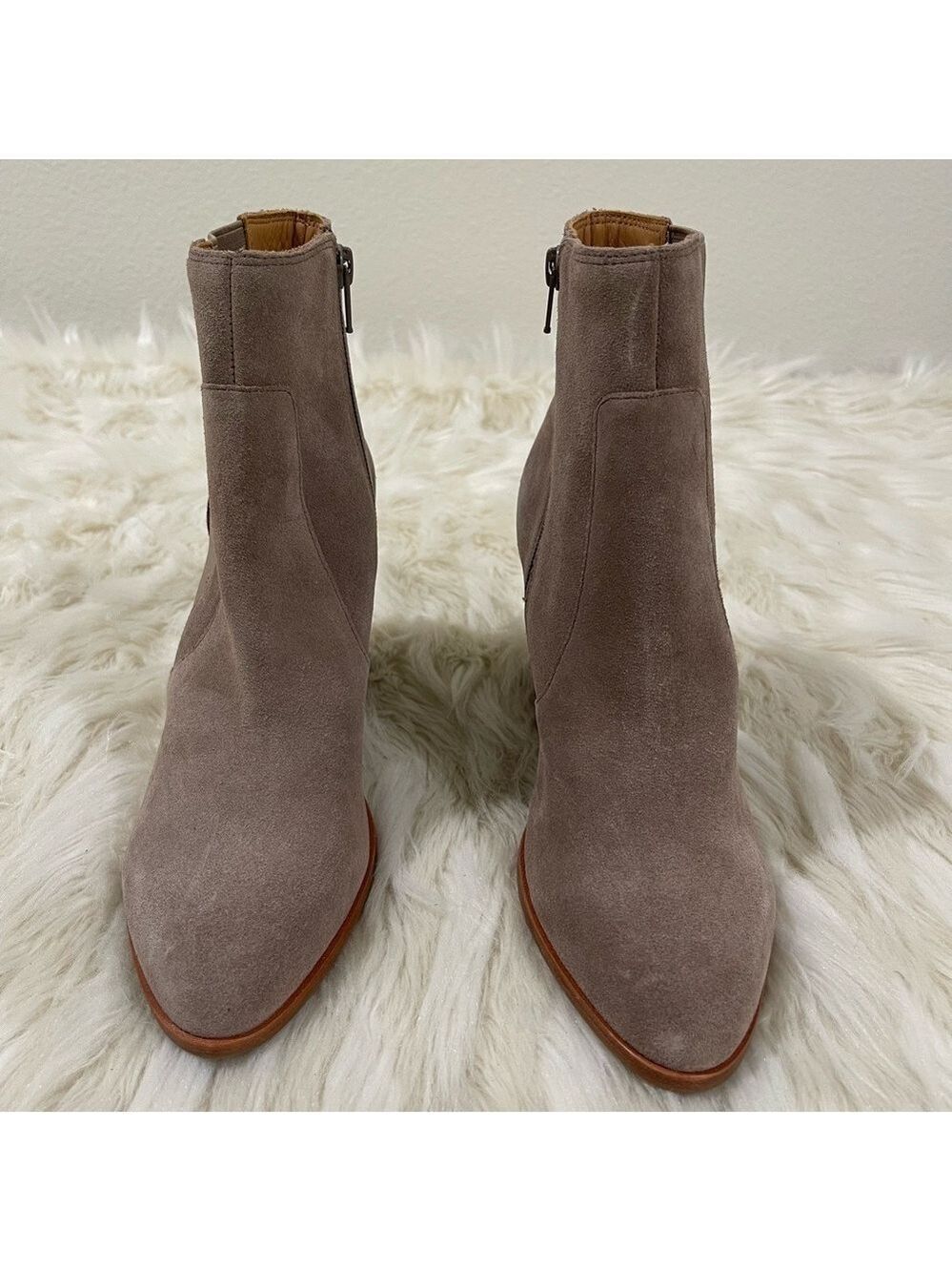 Women’s Soludos Taupe Leather Cowhide Heel Booties 8 US! - Picture 6 of 14